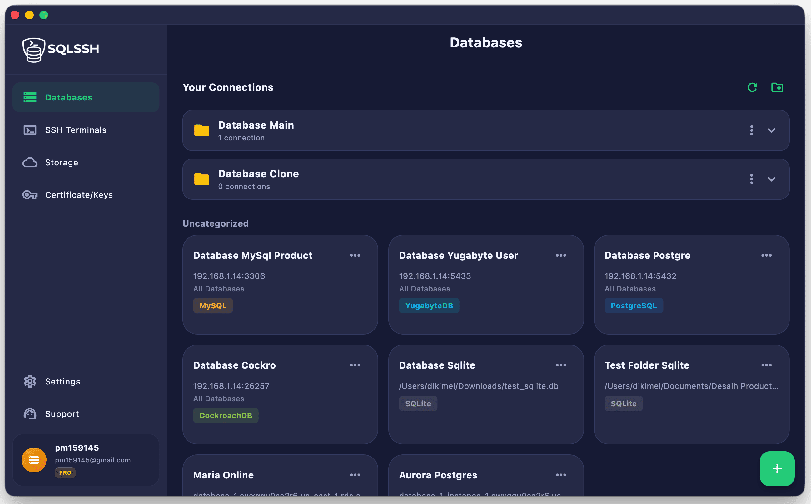 SQLSSH Desktop View