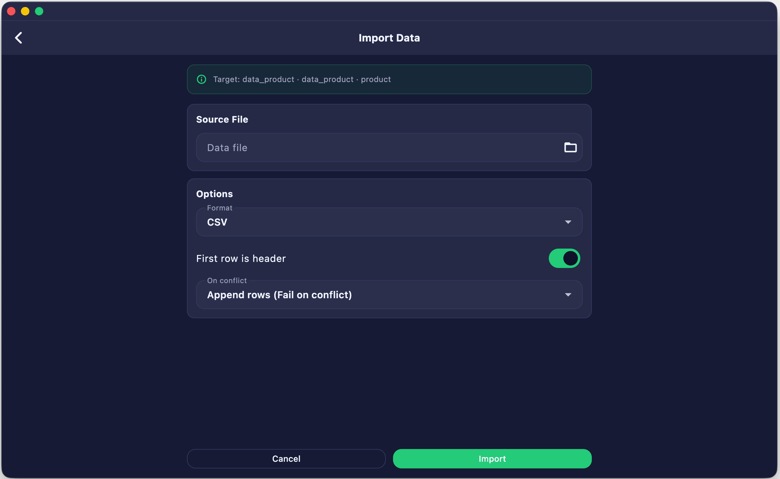 Import Data Desktop