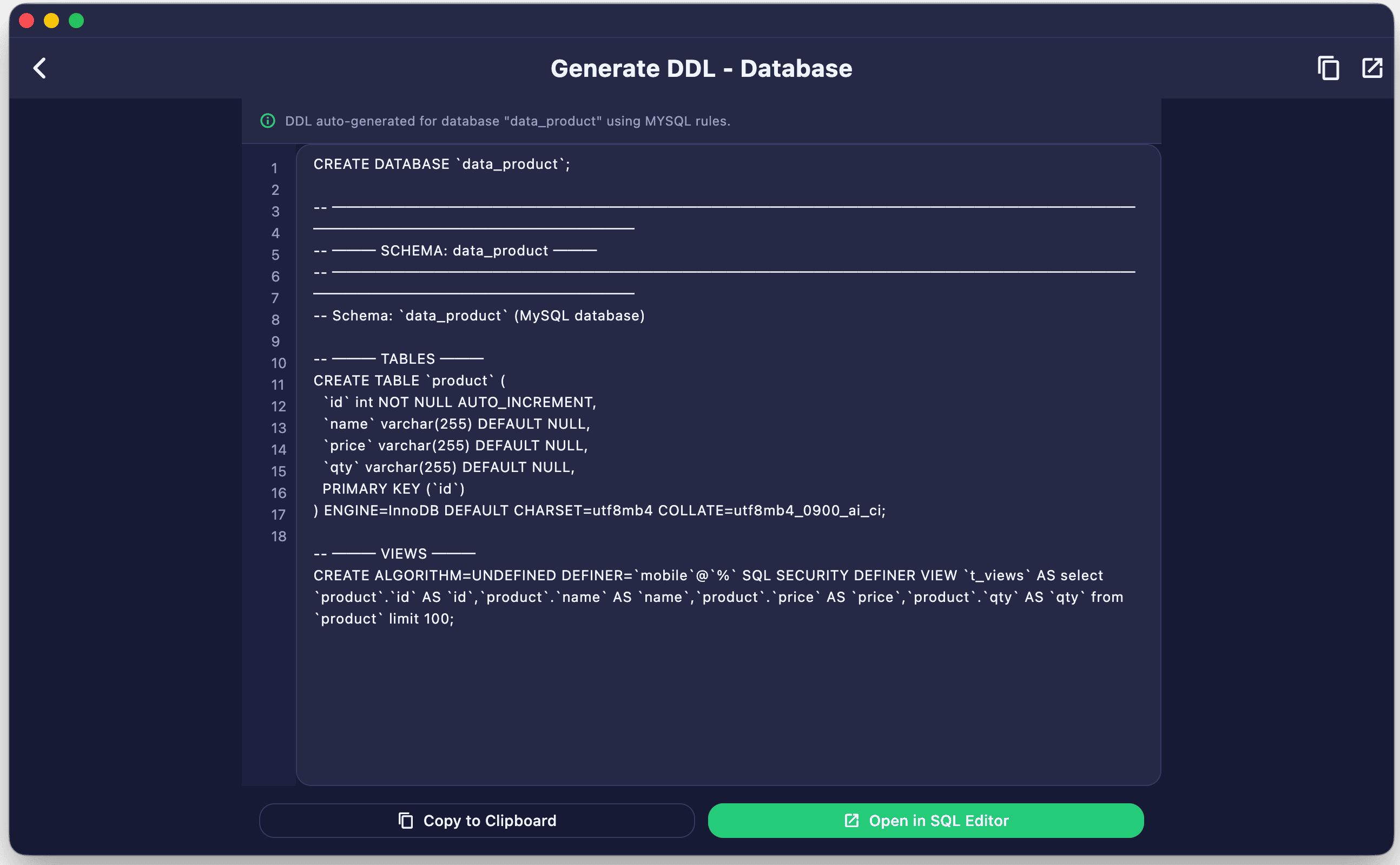 Export DDL Desktop