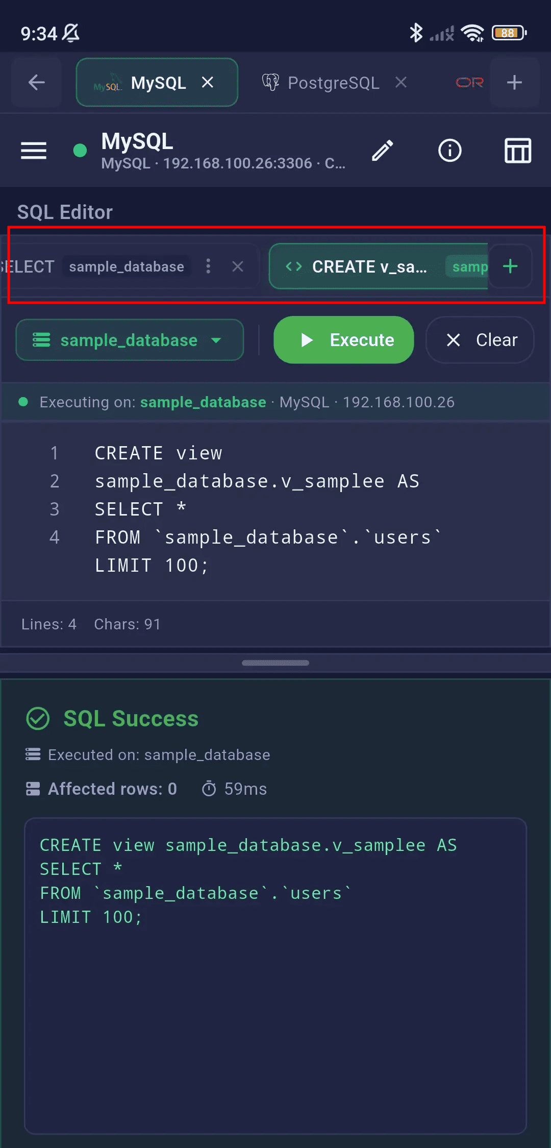Multi-Tab Editor Mobile