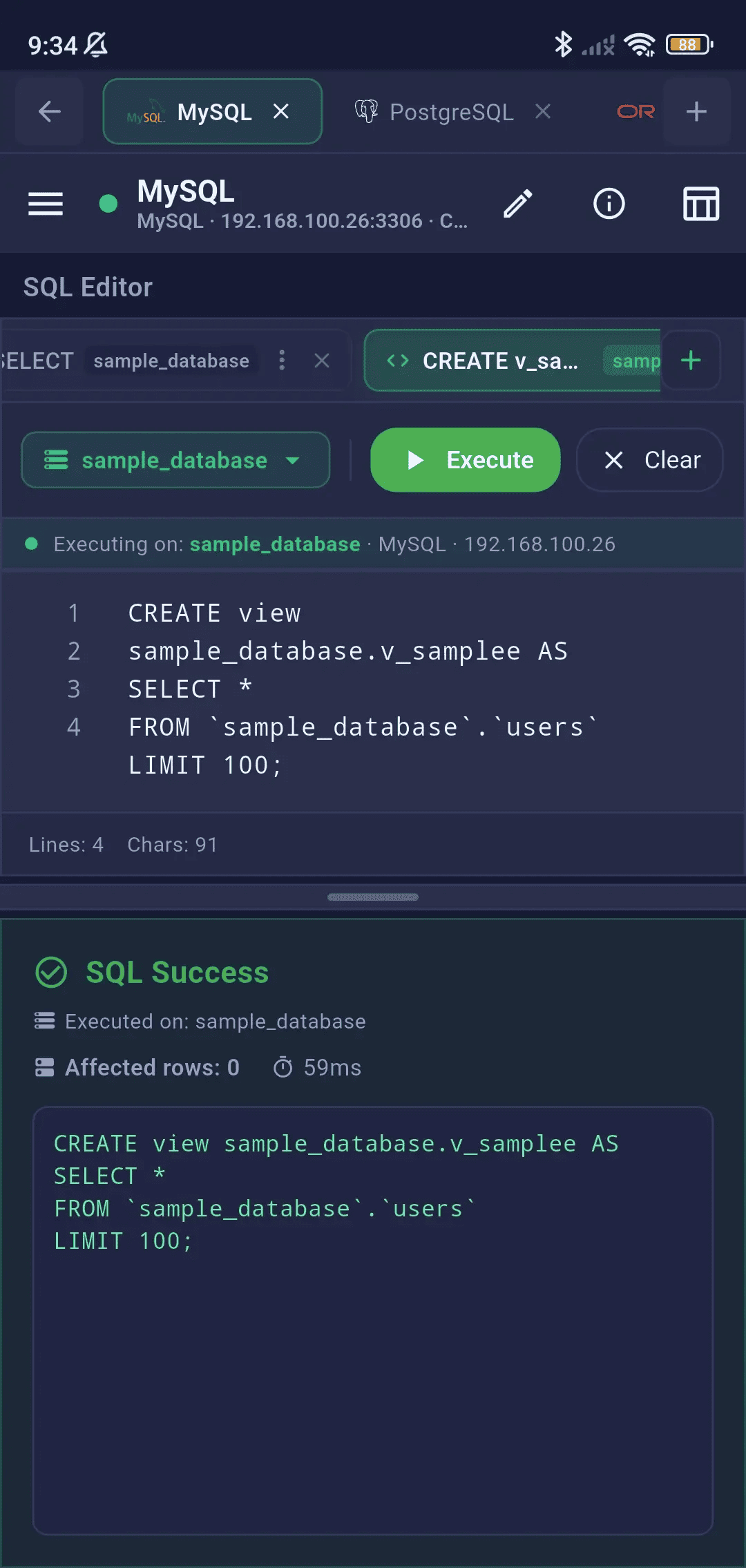SQL Editor Mobile