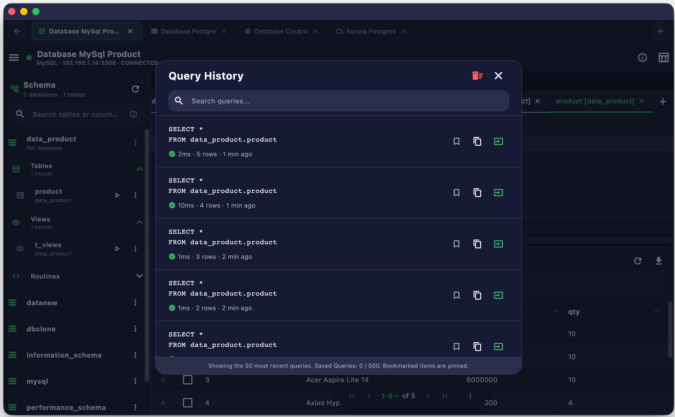 Query History Desktop