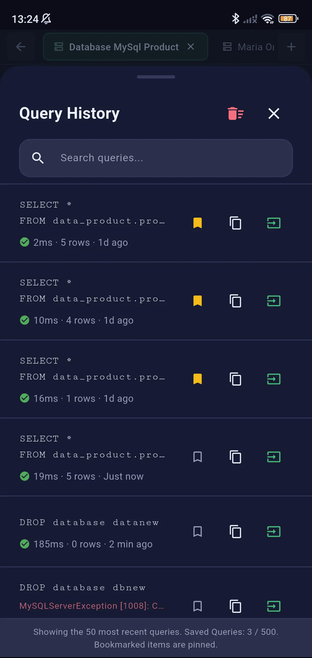 Saved Queries Mobile