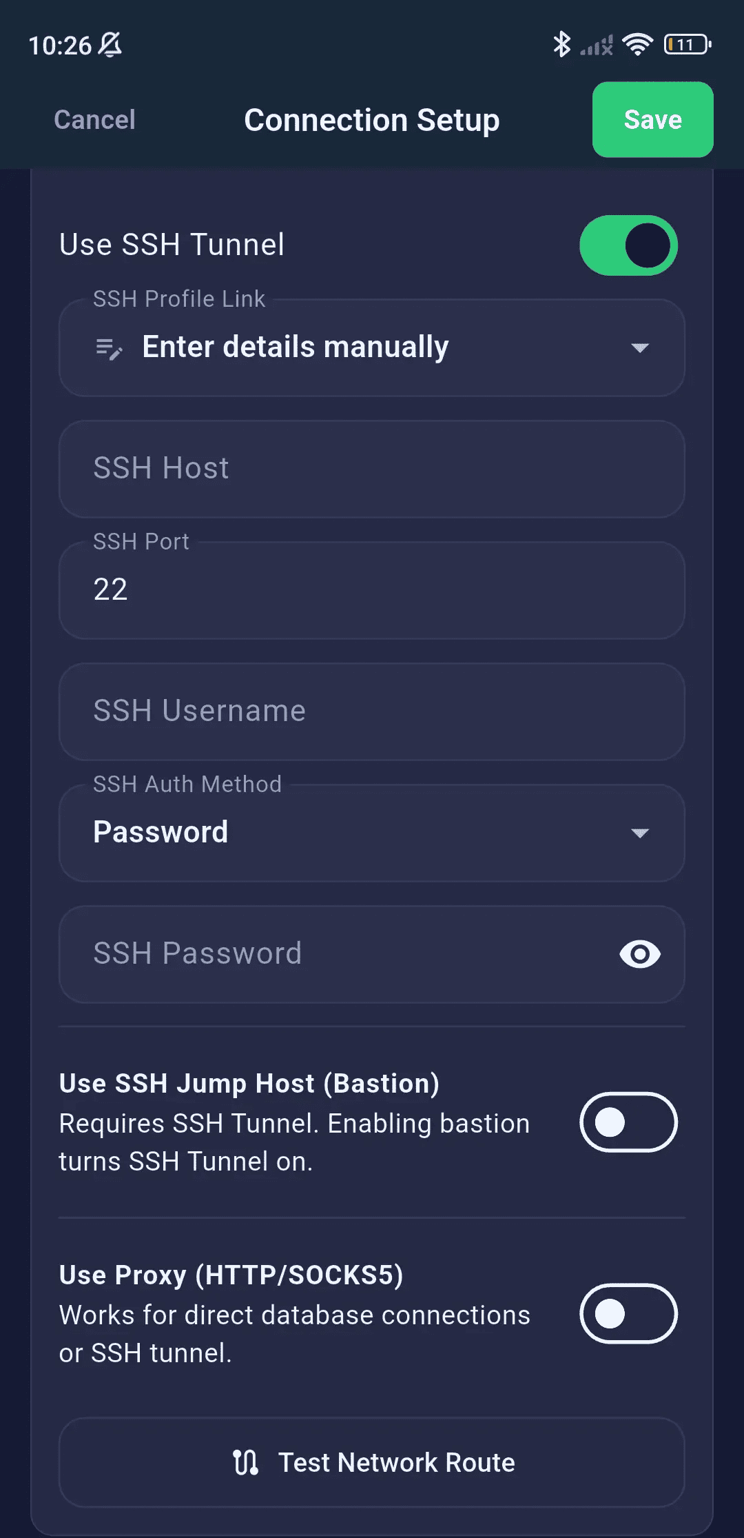 SSH Tunnel Config Mobile