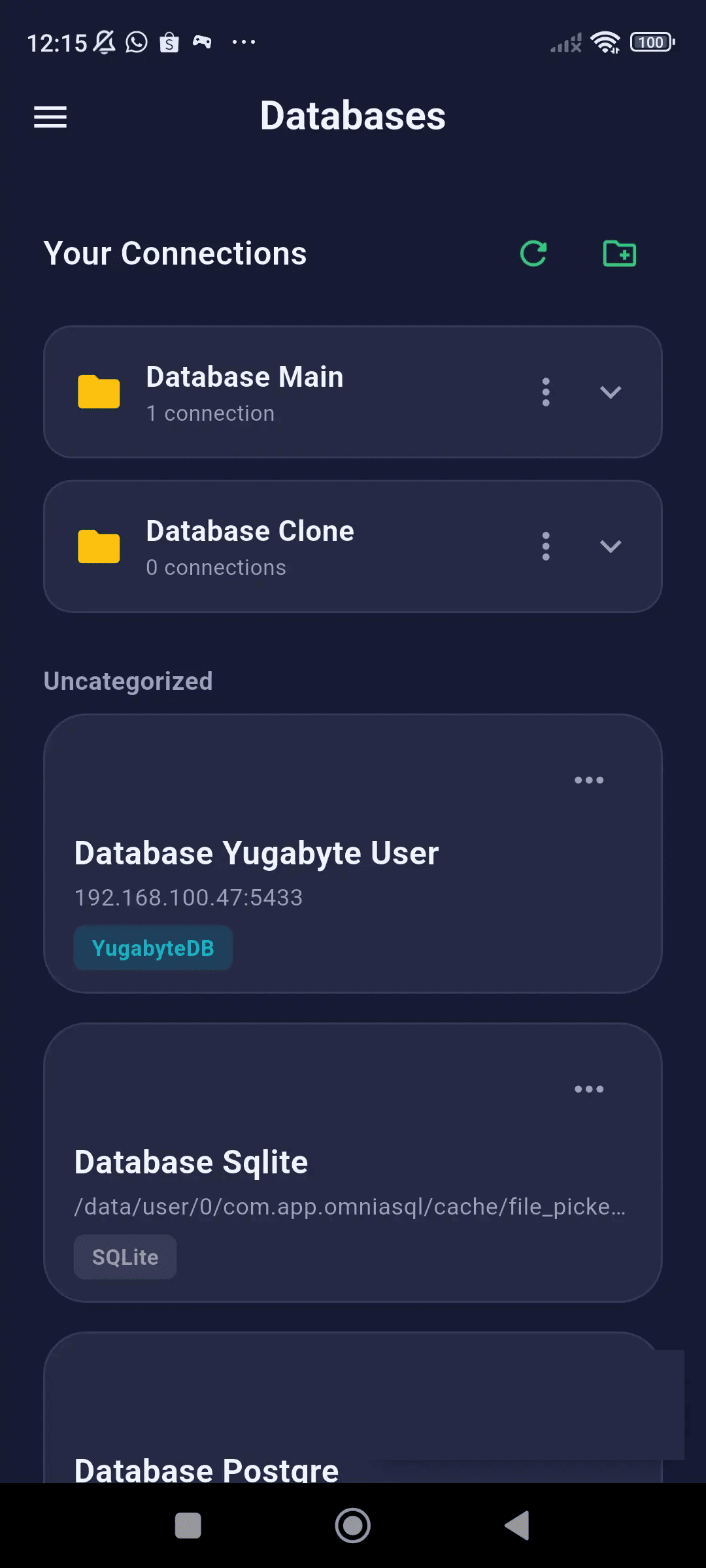 SQLSSH Mobile View