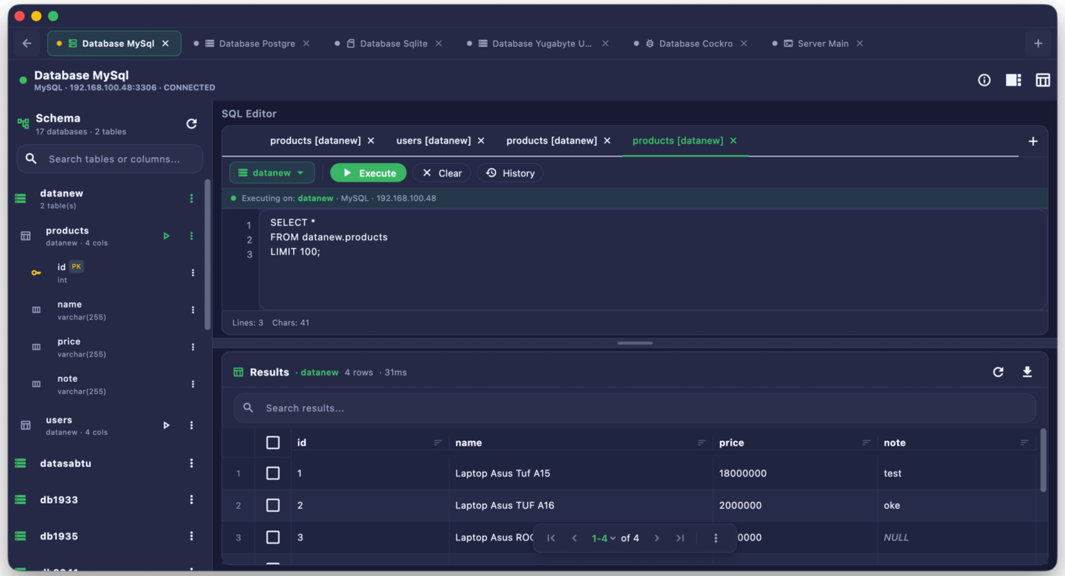 SQL Editor View 1